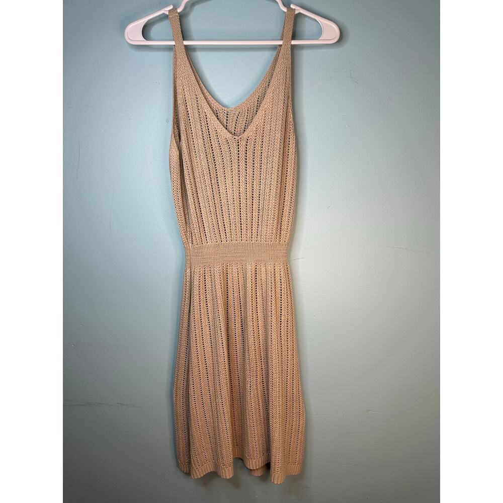 Cupshe crochet mini cover-up dress featuring a v-neckline and ribbed waist xs/s - Picture 2 of 5